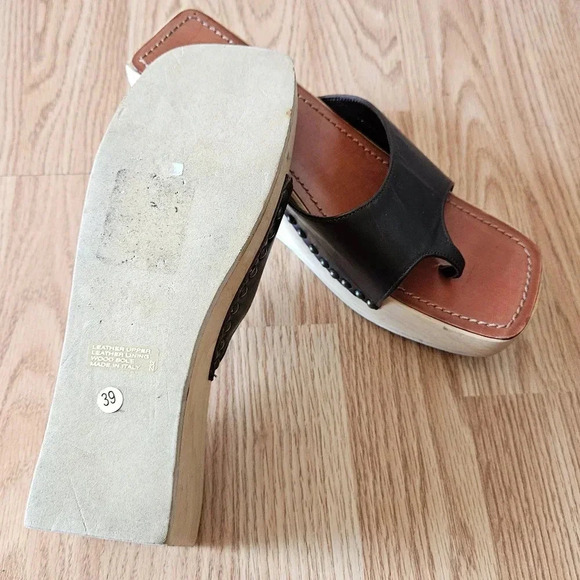 Brown's ID Women's Boho Leather Wooden Wedge Sandal Size EU 39. - Picture 8 of 9